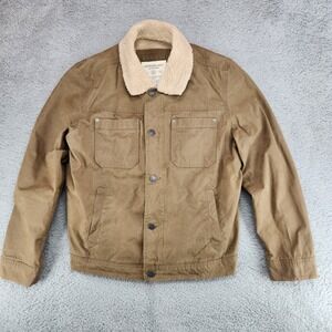 American Eagle Outfitters Sherpa Lined Chore Canvas Jacket Mens Size L Brown